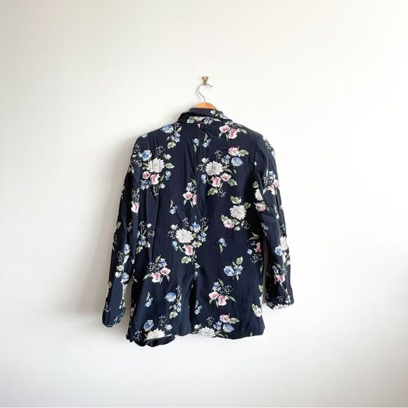 Lila Rose Floral Open Blazer Navy Blue Long Sleeve Women's XS Lined - Picture 2 of 9